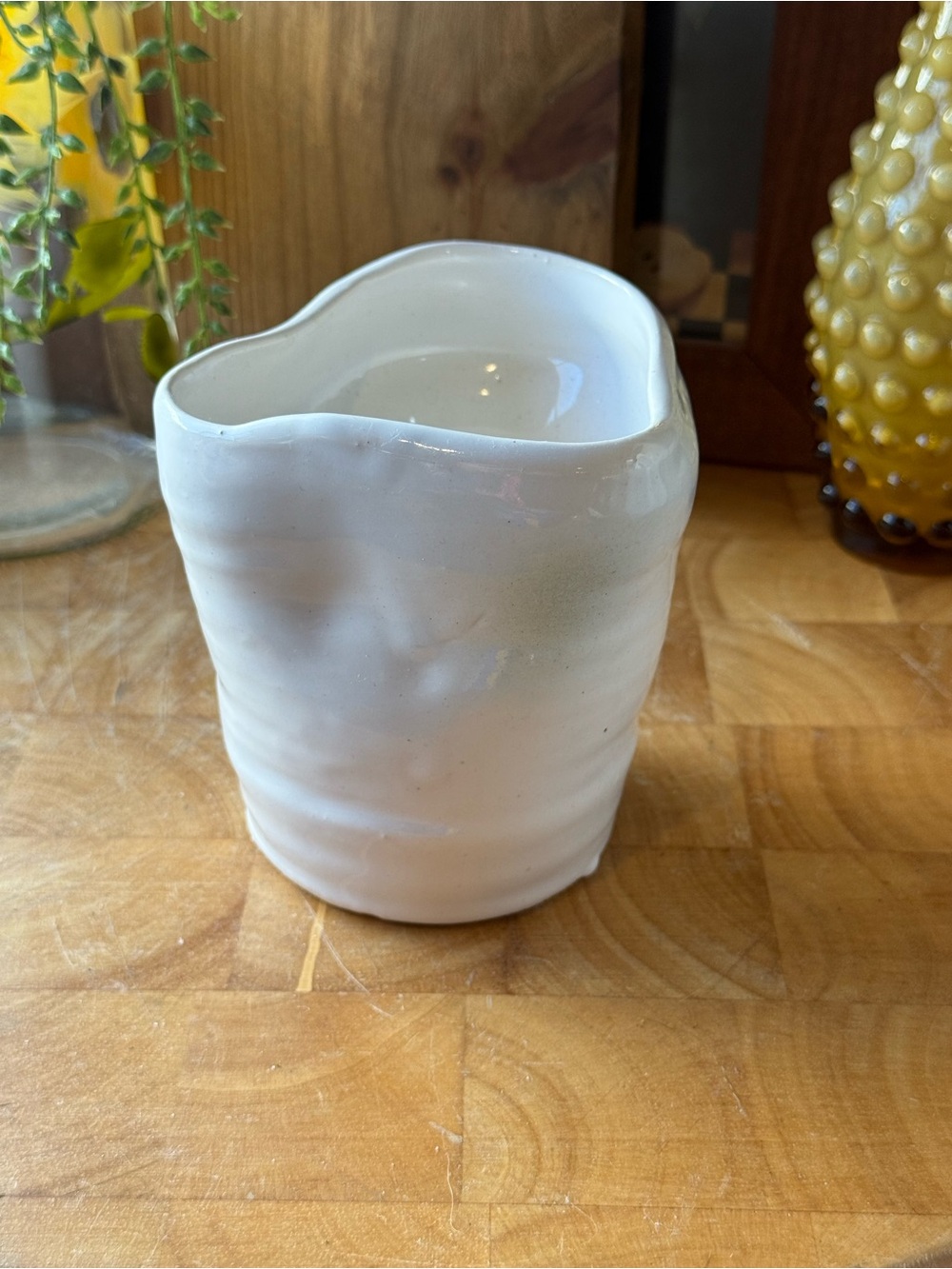 Signed Studio Pottery White Ceramic Vase | Handmade Organic Art Pottery